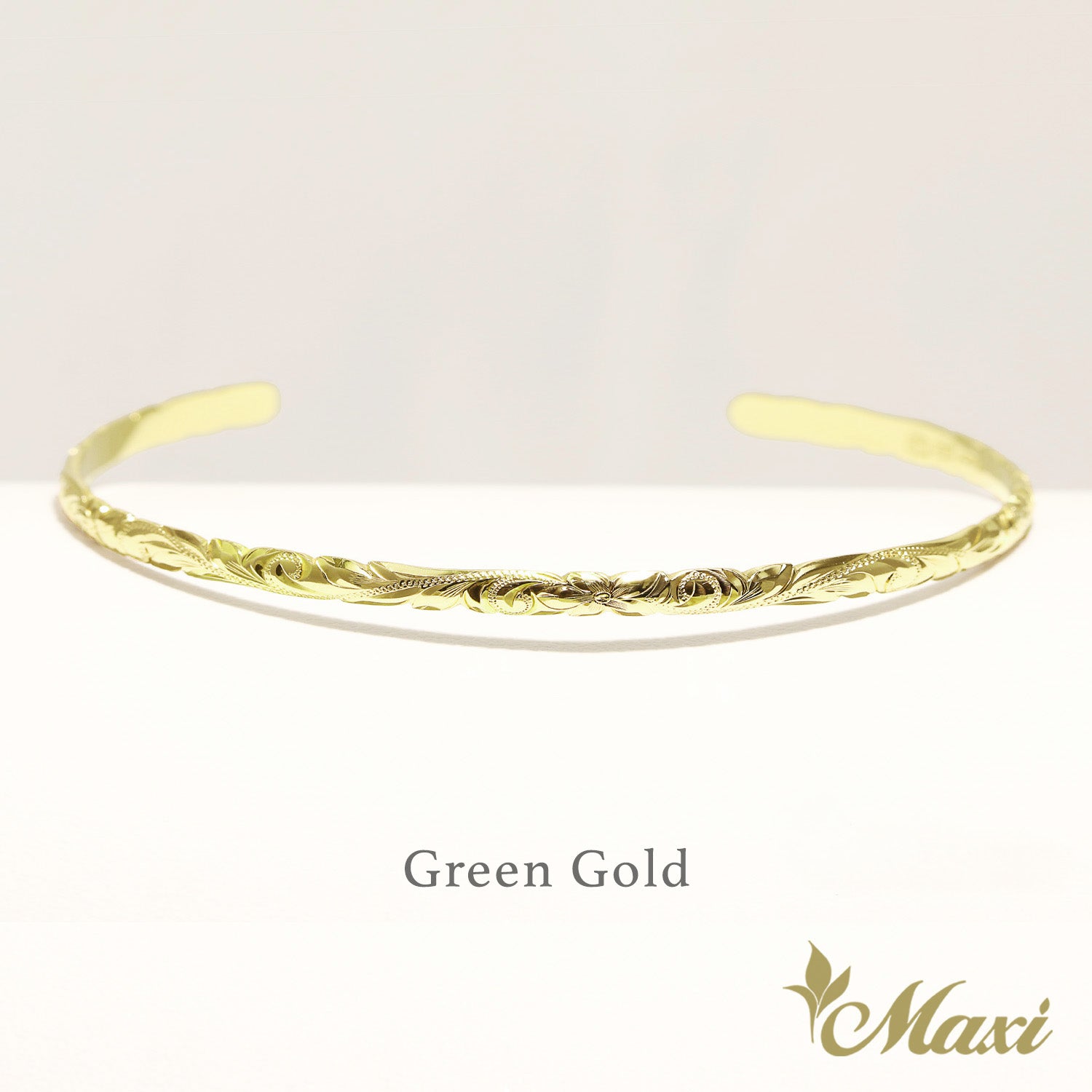 3mm Open Bangle Bracelet_Barrel Shape_Cut Out Edge [14K/18K Gold]