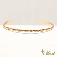 3mm Open Bangle Bracelet_Barrel Shape_Cut Out Edge [14K/18K Gold]