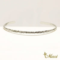 3mm Open Bangle Bracelet_Barrel Shape_Cut Out Edge [14K/18K Gold]