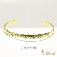 8mm Open Bangle Bracelet_Barrel Shape_Cut Out Edge [14K/18K Gold]