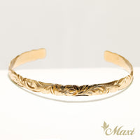 8mm Open Bangle Bracelet_Barrel Shape_Cut Out Edge [14K/18K Gold]