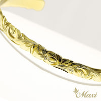 8mm Open Bangle Bracelet_Barrel Shape_Cut Out Edge [14K/18K Gold]