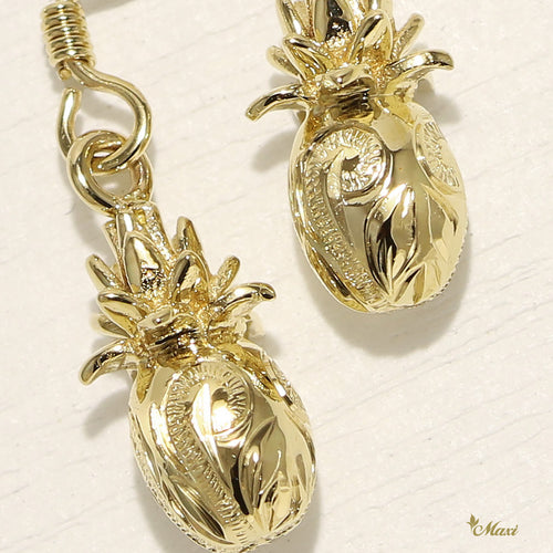 [14K/18K Gold] 3D Pineapple Hook Pierced Earring*Made-to-order*(E0230)　