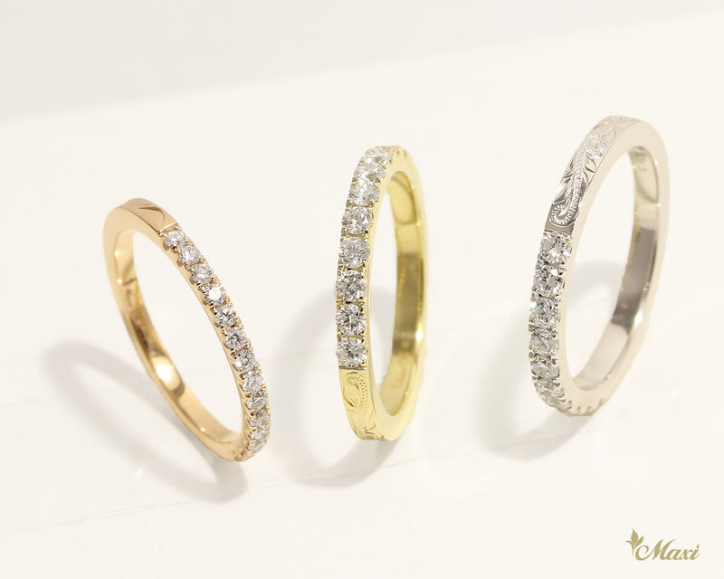 [14K/18K Gold] Half Eternity Ring-2mm Diamond x 10pcs *Made to Order* (R0683)