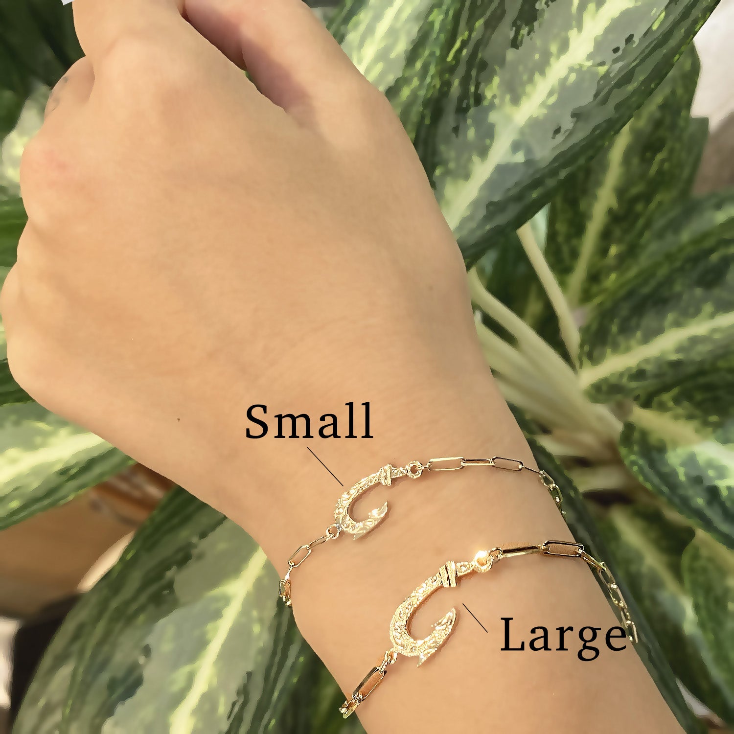 Fish Hook Bracelet Small with Paper Clip Chain [14K Gold]