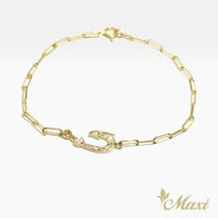 Fish Hook Bracelet Small with Paper Clip Chain [14K Gold]