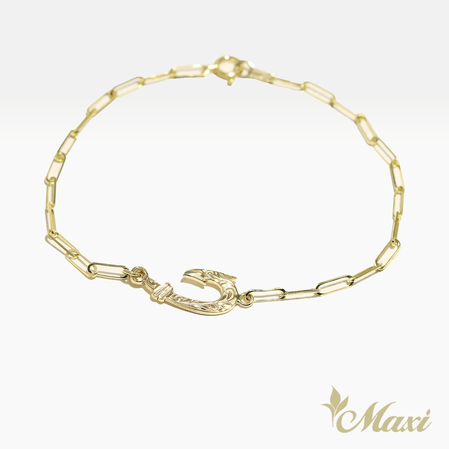 Fish Hook Bracelet Small with Paper Clip Chain [14K Gold]