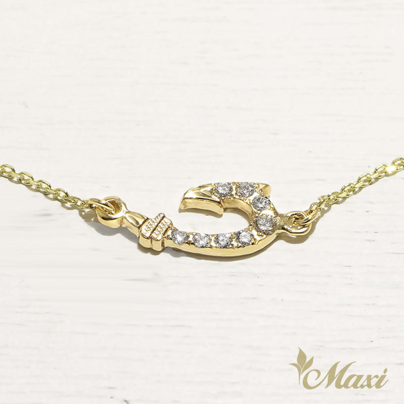 Fish Hook Bracelet with Diamond_Small  [14K/18K Gold]