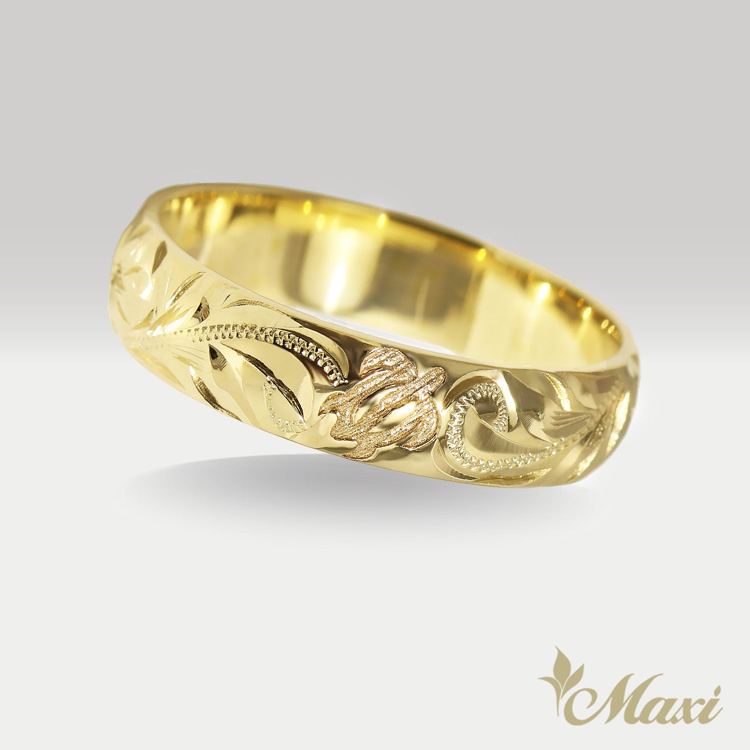 Honu Hawaiian Sea Turtle Ring [5mm, 14K/18K Gold/Platinum]