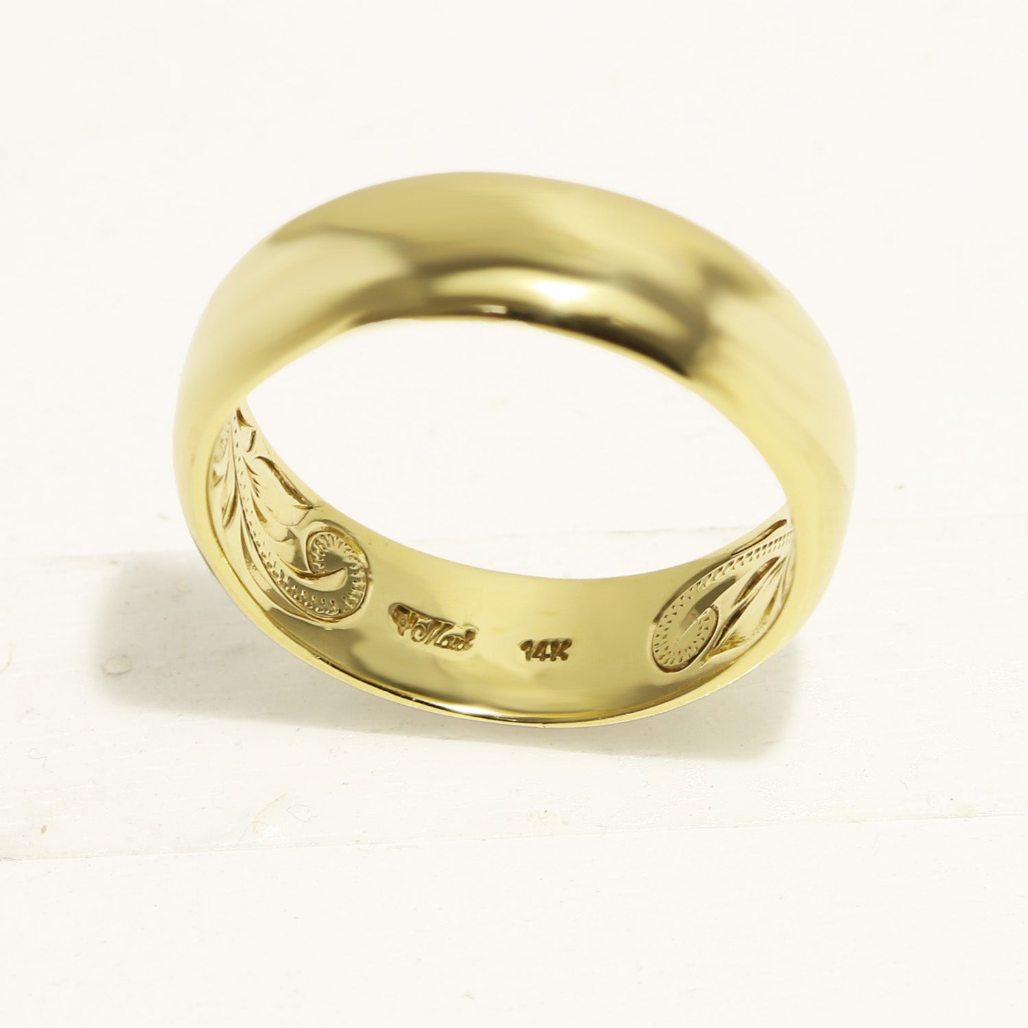 8mm Barrel Inner Engraved Ring [14K/18K Gold/Platinum]