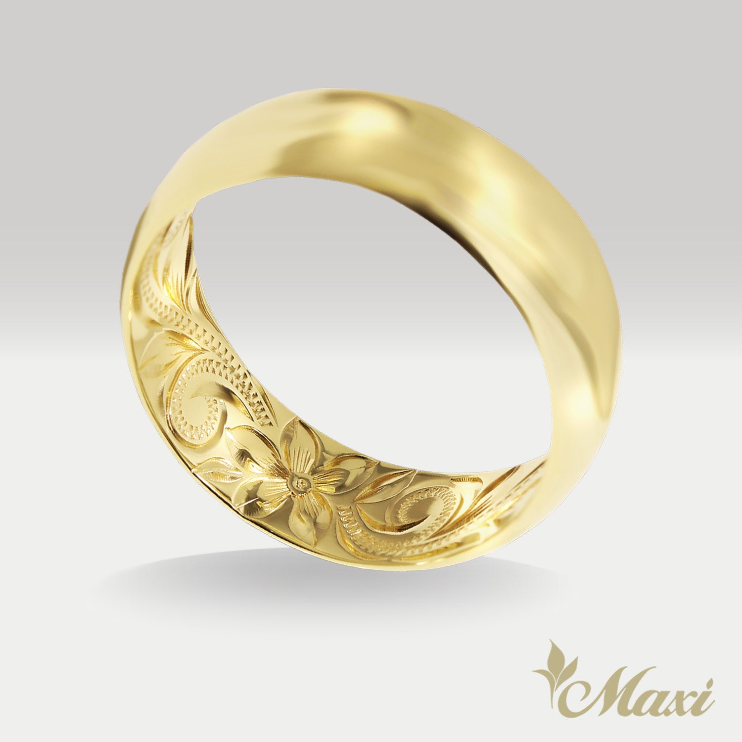 6mm Barrel Inner Engraved Ring [14K/18K Gold/Platinum]