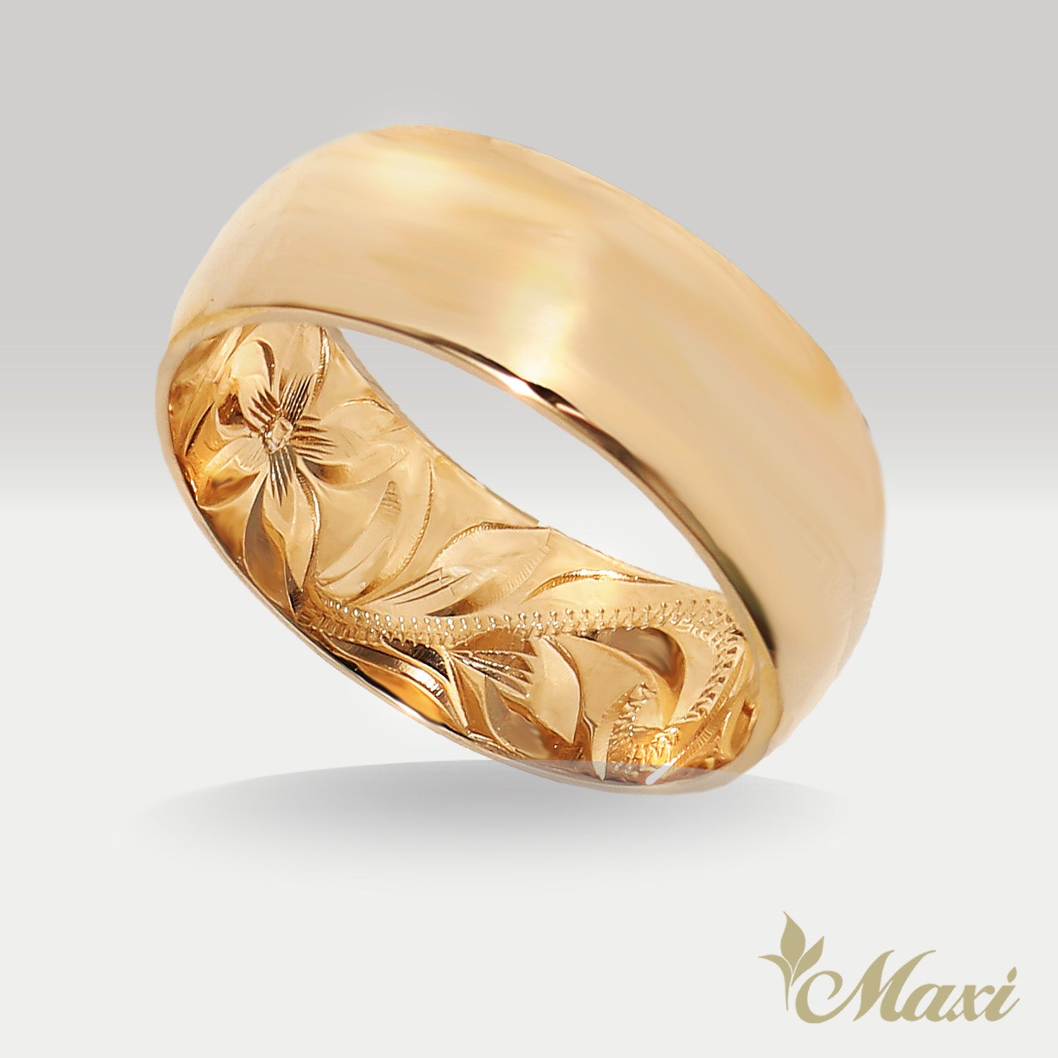 8mm Barrel Inner Engraved Ring [14K/18K Gold/Platinum]