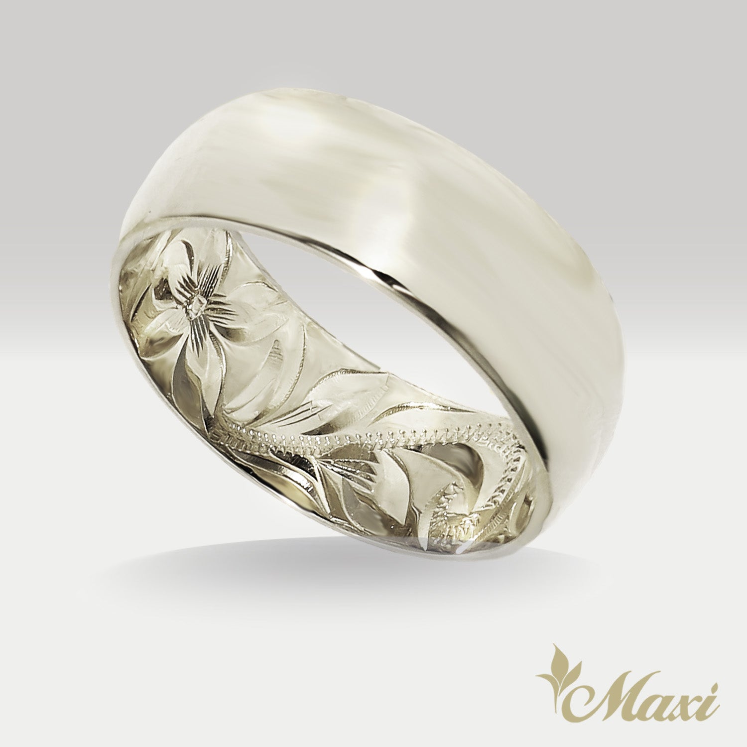 8mm Barrel Inner Engraved Ring [14K/18K Gold/Platinum]