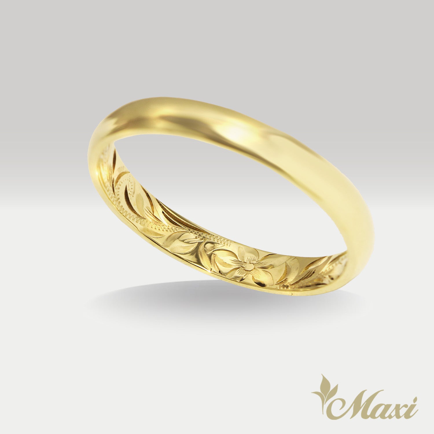 3mm Barrel Inner Engraved Ring [14K/18K Gold/Platinum]