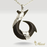 Black Jade Hawaiian Fish Hook Pendant-Large [Silver 925]