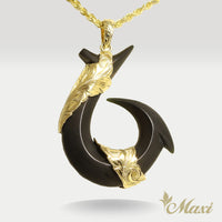 Black Jade Hawaiian Fish Hook-Large [14K/18K Gold]
