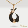 Black Jade Fish Hook Pendant-Small [14K/18K Gold]