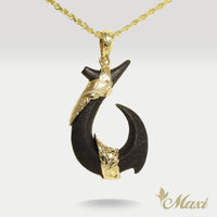 Black Jade Fish Hook Pendant-Small [14K/18K Gold]