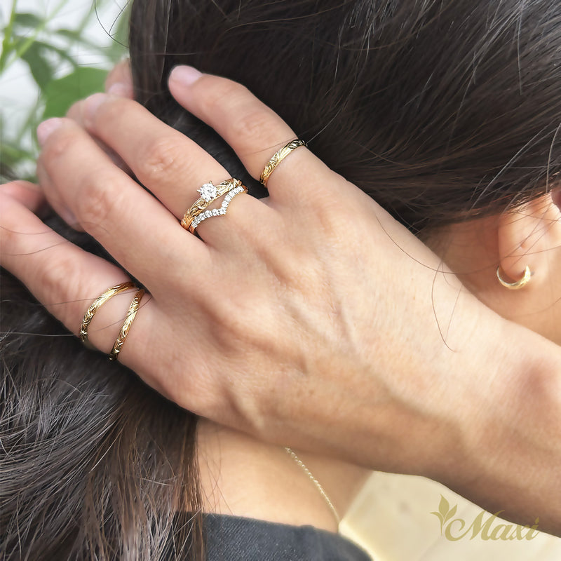 1.5mm Kohola Whale Tail_Half Eternity Diamond Ring [14K/18K Gold]