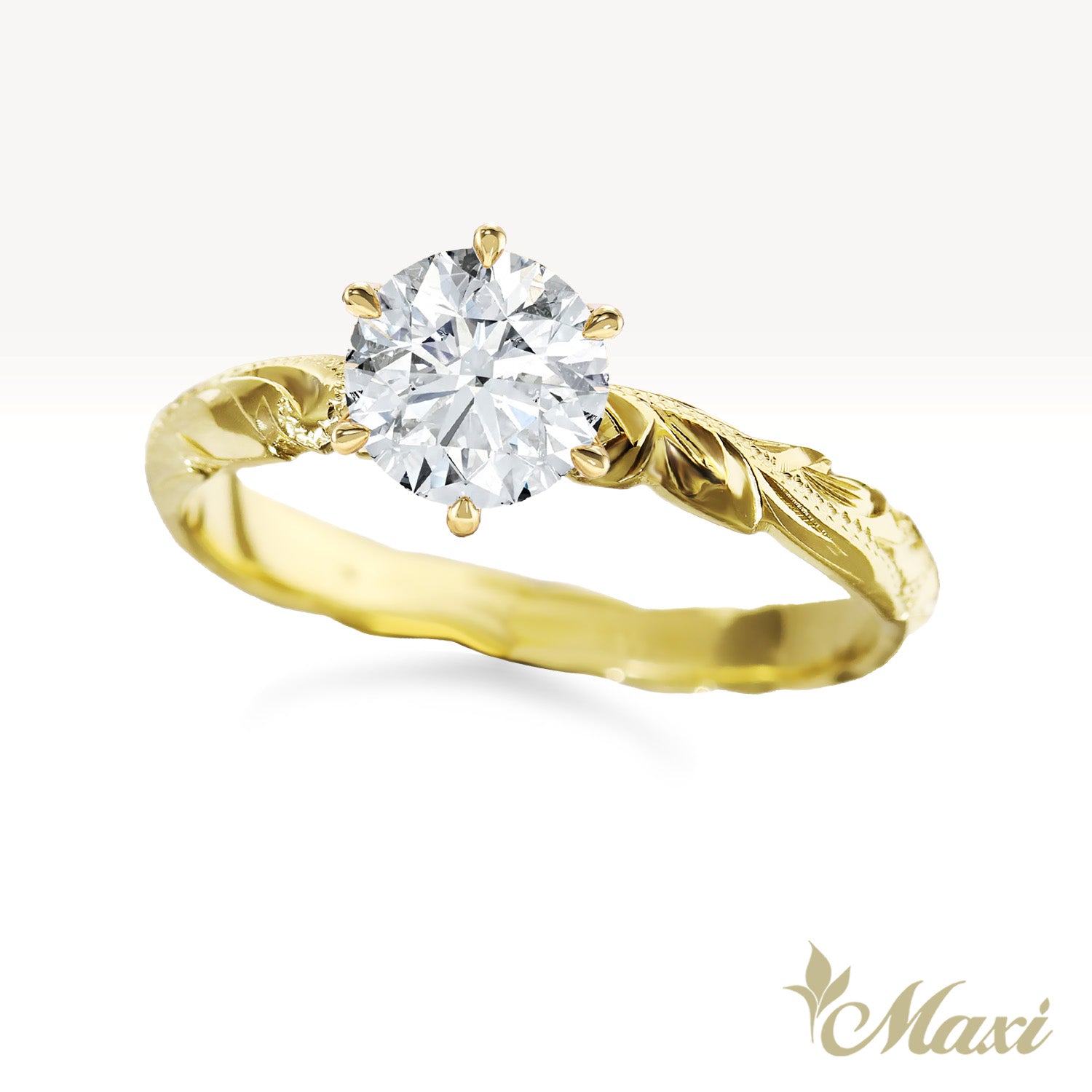 1 Carat Rond Lab-Grown Diamond Hawaiian Engraved Solitaire_Cut-out Ring [14K/18K Gold]