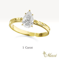 1 Carat Pear Lab-Grown Diamond Hawaiian Engraved Solitaire_Flat Ring [14K/18K Gold/Platinum]