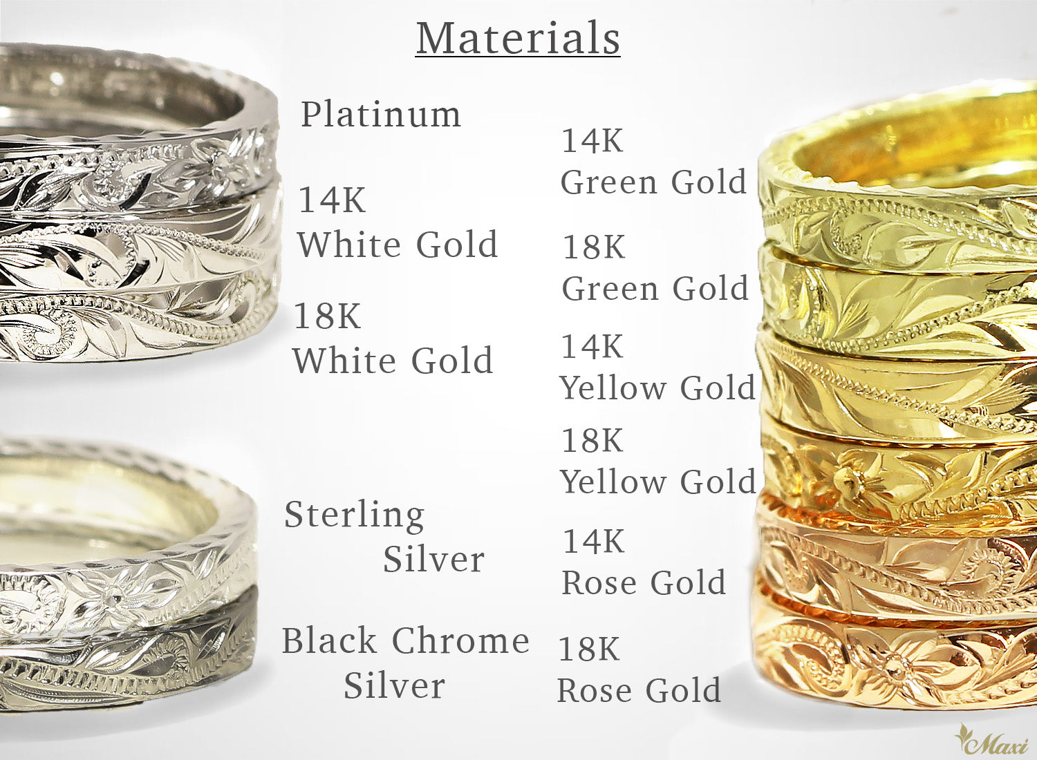 Jewelry Material and Color samples