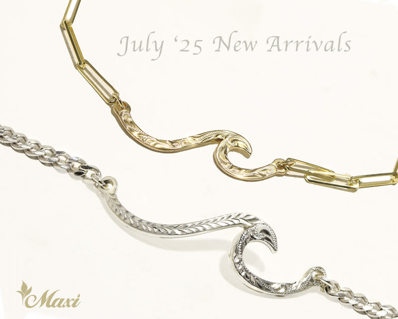 Nalu Wave Bracelet with Paper Clip Chain [14K Gold]