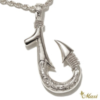 Fish Hook Pendant Large-Double Side Engraving [Silver 925]