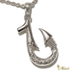 Fish Hook Pendant Large-Double Side Engraving [14K Gold]