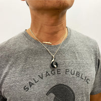 Black Jade Fish Hook Pendant-Small [Silver 925]