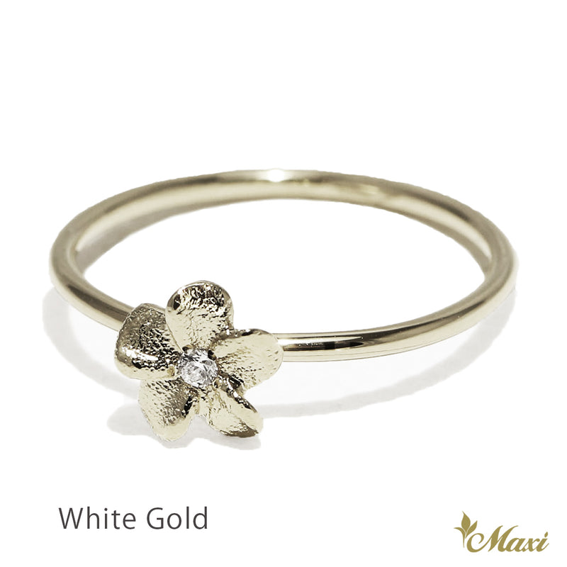 [14K Gold] Hawaiian Plumeria Flower Matte Ring-Small [Made to Order] (R0904)