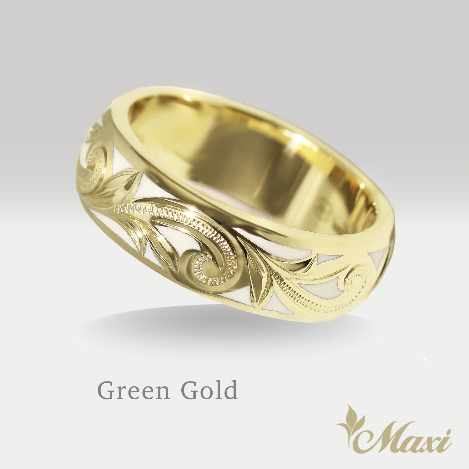 [14K Gold] White Enamel 6mm Ring [Made to Order] (R0439)