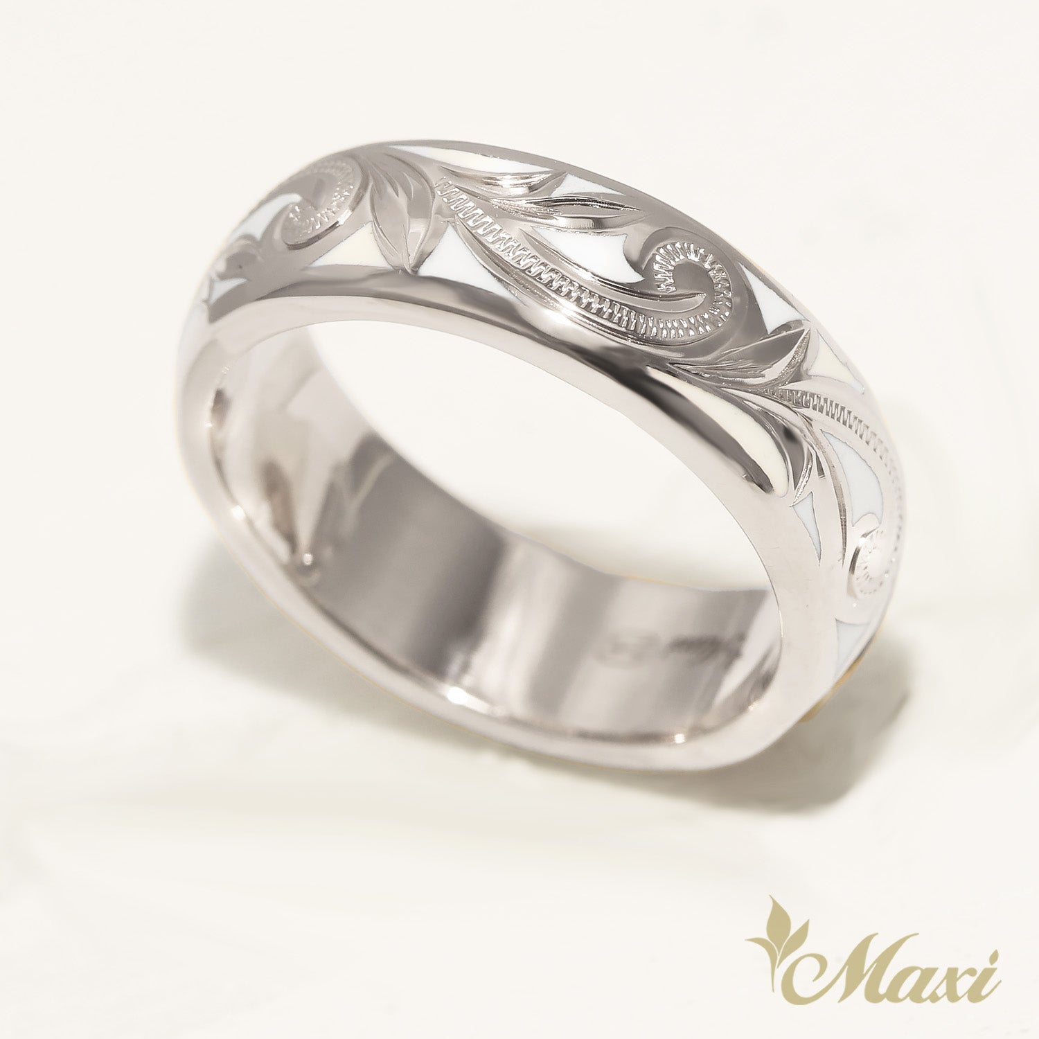[Silver 925] White Enamel 6mm Ring [Made to order] (R0439)