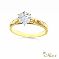 1 Carat Rond Lab-Grown Diamond Hawaiian Engraved Solitaire Ring [14K/18K Gold]