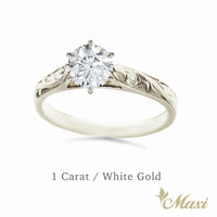 1 Carat Rond Lab-Grown Diamond Hawaiian Engraved Solitaire Ring [14K/18K Gold]