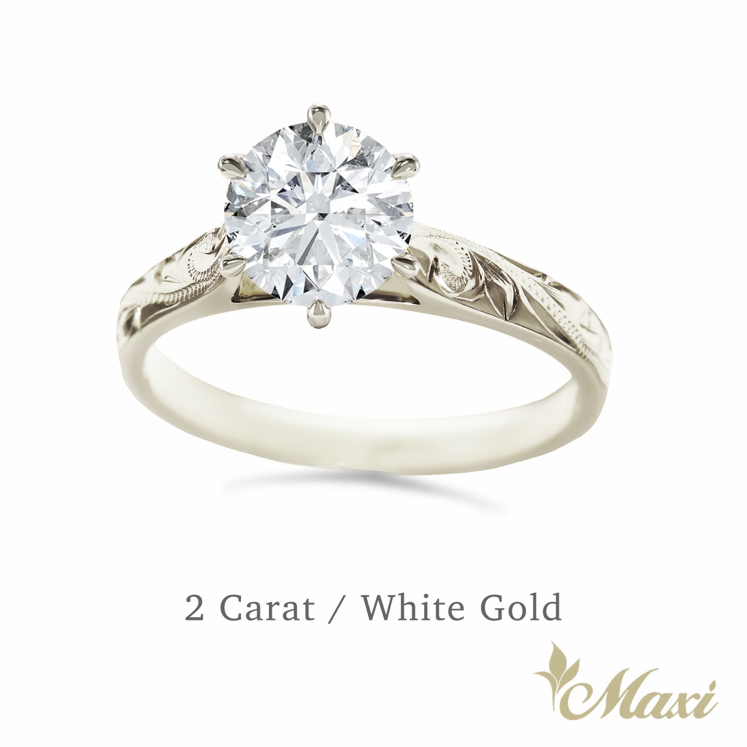 1 Carat Rond Lab-Grown Diamond Hawaiian Engraved Solitaire Ring [14K/18K Gold]