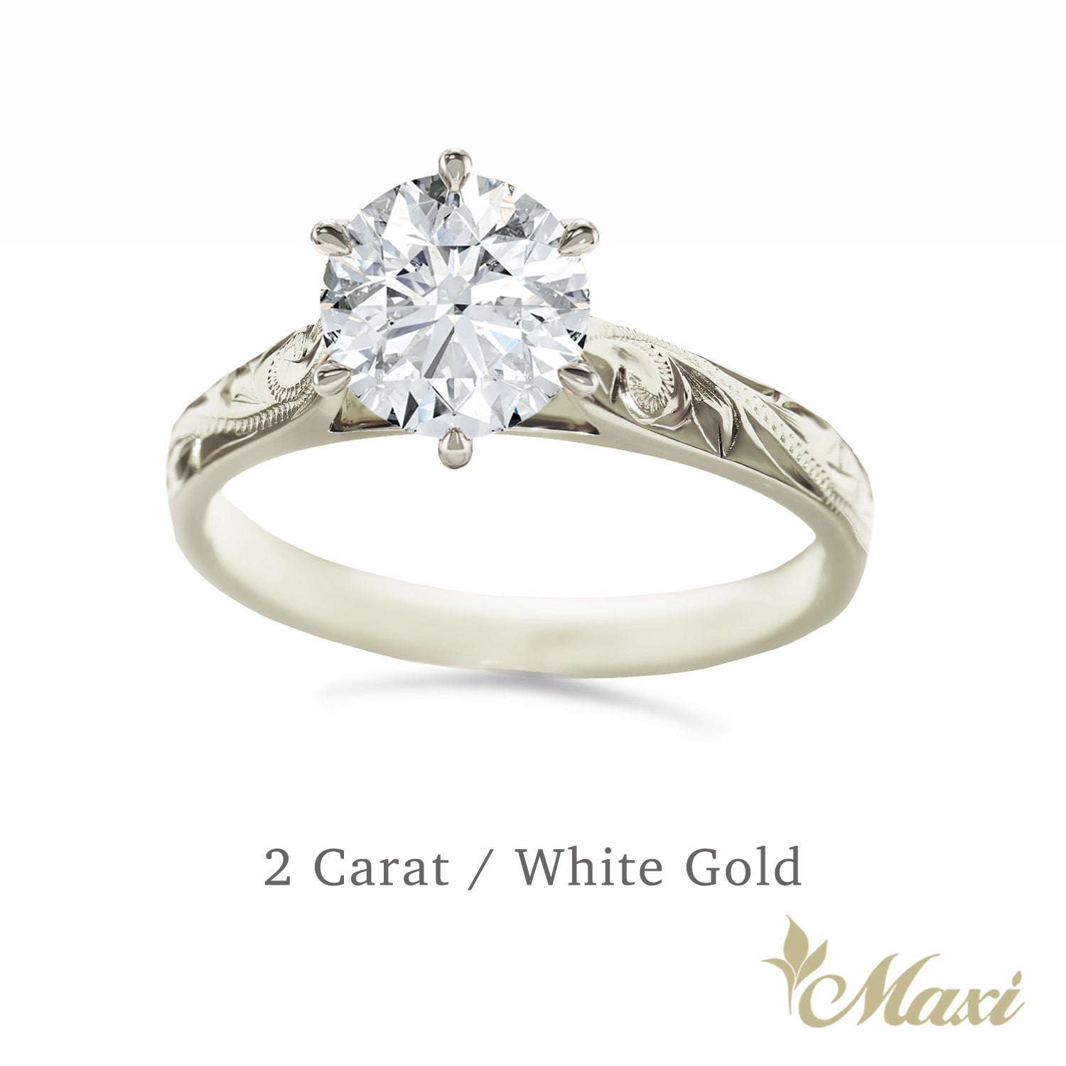 1 Carat Rond Lab-Grown Diamond Hawaiian Engraved Solitaire Ring [14K/18K Gold]