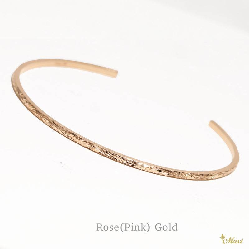 [14K/18K Gold] 1.7mm Tube Open Bangle Bracelet *Made-to-order* (B0589)