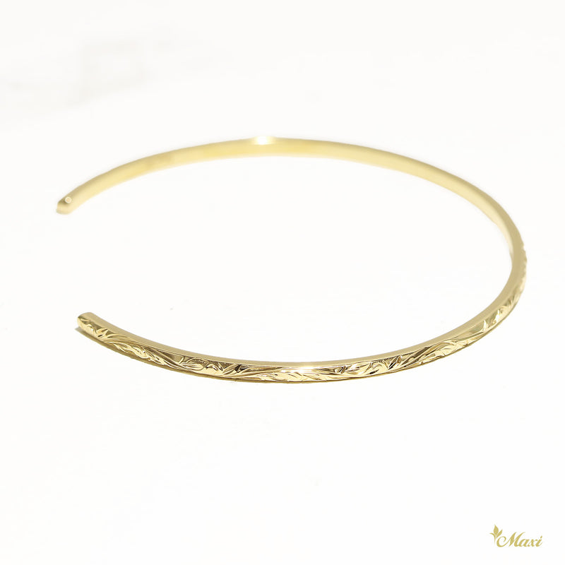 [14K/18K Gold] 1.7mm Tube Open Bangle Bracelet *Made-to-order* (B0589)