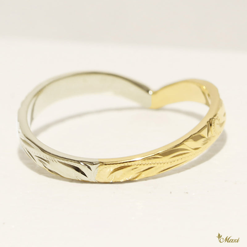 [14K Gold] 2mm Kohola Whale Tail Ring-Two Tone *Made to Order*