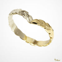 [14K Gold] 3mm Kohola Whale Tail Ring-Hawaiian Maile Pattern-Cutout-Two tone *Made to Order*