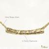 [14K Gold] 32mm x 4mm Horizontal Bar Necklace-Rope Chain-Diamond*Made to order*(TRDSP)　14金　ネックレス　ペンダント　オーダーメイド