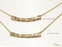 [14K Gold] 32mm x 4mm Horizontal Bar Necklace-Rope Chain-Diamond*Made to order*(TRDSP)　14金　ネックレス　ペンダント　オーダーメイド