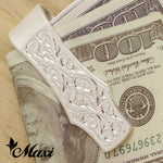 [Silver 925] Money Clip Large_Hand Engraved Traditional Hawaiian Design [Made to Order] (A0349)