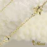 [14K Gold] Plumeria Flower Charm Bracelet/Anklet with Diamond [Made to Order] (B0177)