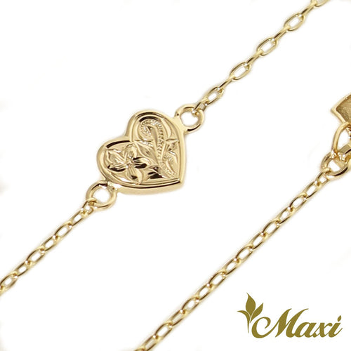 [14K Gold] Heart Charm Bracelet/Anklet with Diamond(B0178)