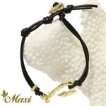 [14K Gold] Fish Hook Leather Bracelet *Made to Order* (B0309)