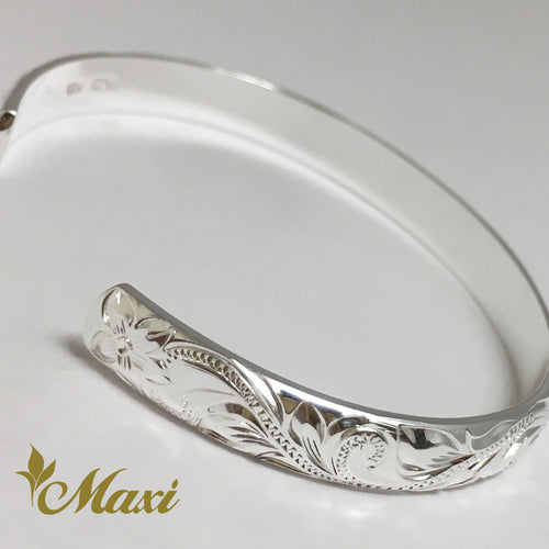 [Silver 925] 6mm Hawaiian Traditional design Bangle Bracelet-Barrel shape*Made-to-order* (B0517)