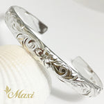 [Silver 925] 6mm Hawaiian Traditional design Bangle Bracelet-Barrel shape*Made-to-order* (B0517)