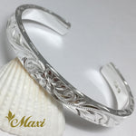 [Silver 925] 6mm Flat Bangle Bracelet -Old English Design (B0520)